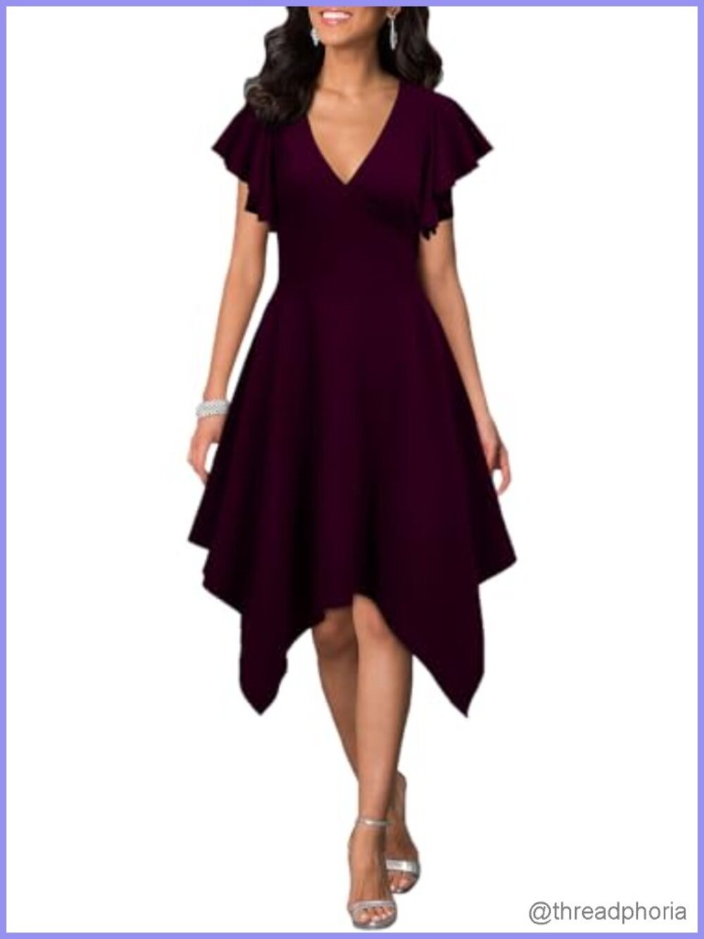 Deep V Neck A Line Cocktail Dress side
